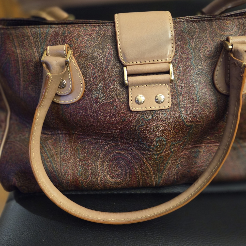 Authentic ETRO Purse Bag Paisley Shoulder Coated Canvas Leather - Picture 6 of 16
